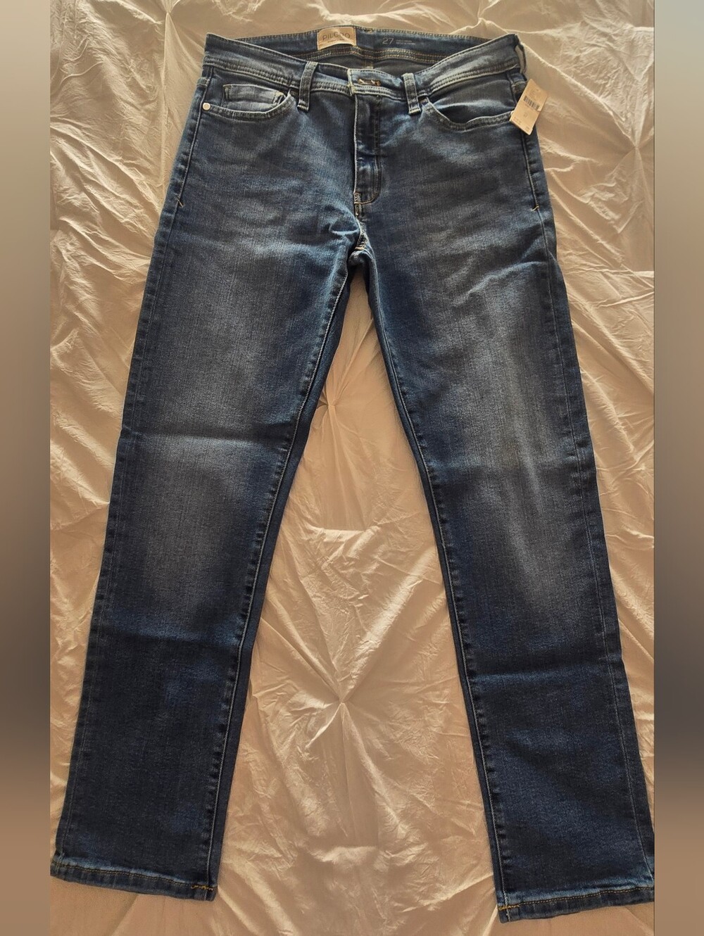 Pilcro Straight-Leg Jeans — Dark/Medium Blue Wash